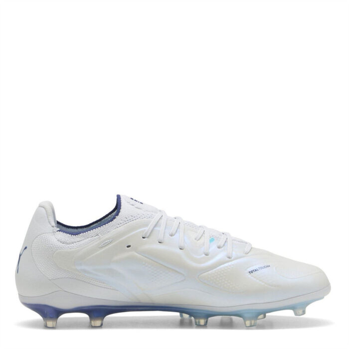 Puma King Firm Ground Football Boots – Silver/Blue - Image 4