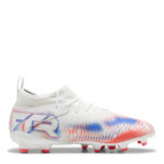 Puma Future 8 Junior Firm Ground Football Boots – White/Black/Red – view 4