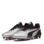 Puma King Firm Ground Football Boots – Silver/Black