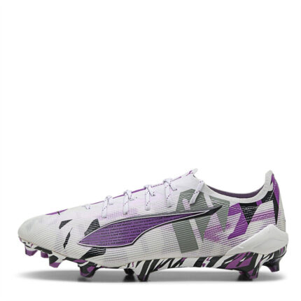 Puma Ultra 5 Firm Ground Football Boots – White/Purple – view 2