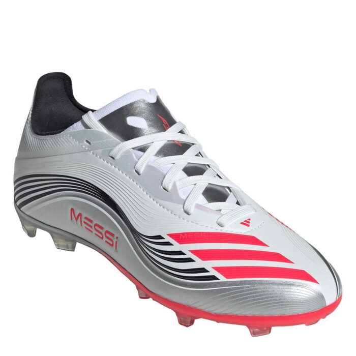 adidas F50 Junior Firm Ground Football Boots – White/Red – view 3