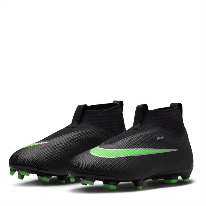 Nike Junior Firm Ground Football Boots – Black/Green – view 4