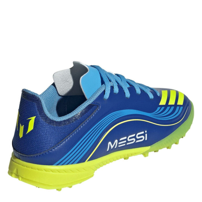 adidas F50 Messi Junior Turf Football Boots – Blue/Yellow – view 4