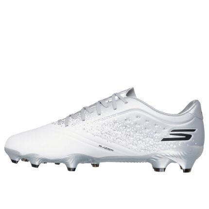 Skechers Razor Firm Ground Football Boots – White/Silver – view 2