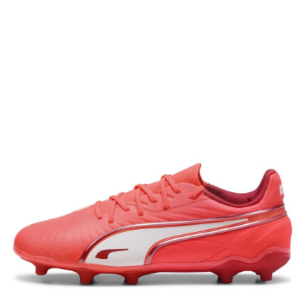 Puma King Junior Firm Ground Football Boots – Red/White – view 2