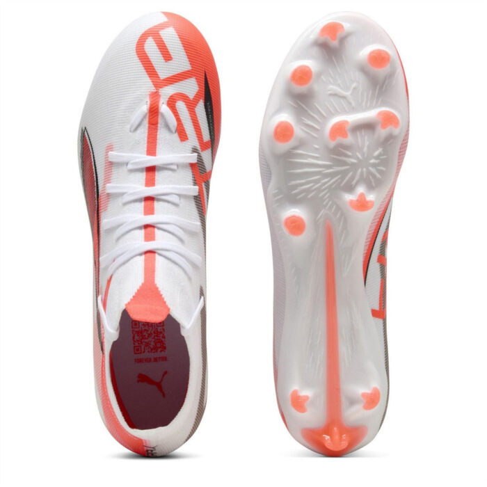 Puma Mens Ultra Firm Ground Football Boots – White/Red – view 3