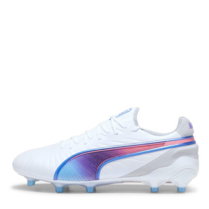 Puma Womens King Firm Ground Football Boots – White/Blue/Grey – view 2