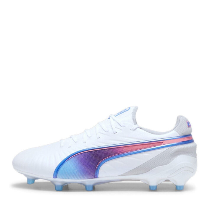 Puma Womens King Firm Ground Football Boots – White/Blue/Grey – view 2