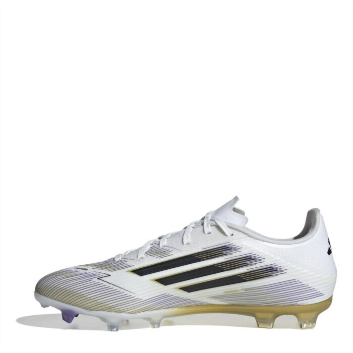 adidas F50 Firm Ground Football Boots – White/Blk/Gold - Image 2