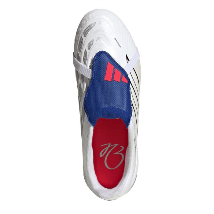 adidas Predator Fold Over Tongue Junior Firm Ground Football Boots – White/Blue – view 5