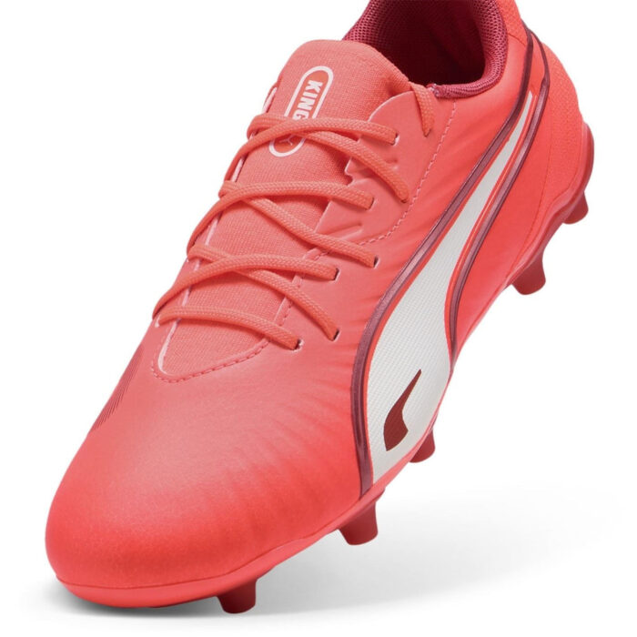 Puma King Junior Firm Ground Football Boots – Red/White - Image 7