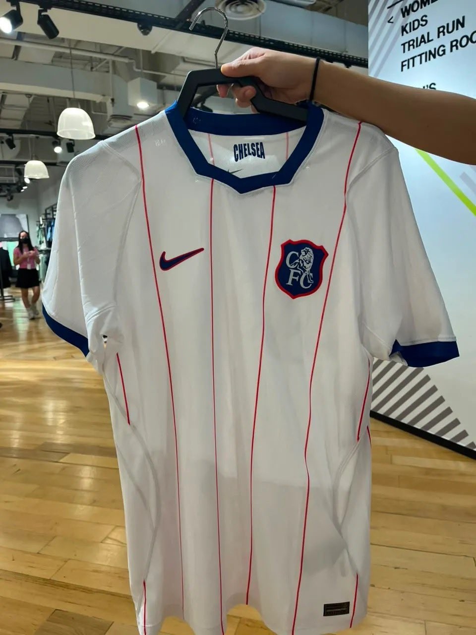 Chelsea 2026/27 Nike third kit in white with retro shield crest, spotted on sale
