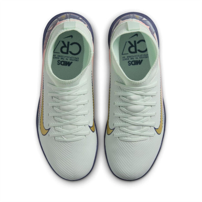 Nike Mercurial Superfly 10 Junior Turf Football Boots – Green/White – view 5