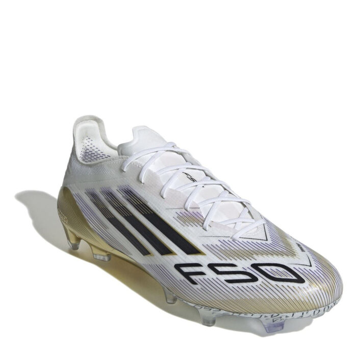 adidas F50 Firm Ground Football Boots – White/Blk/Gold – view 4