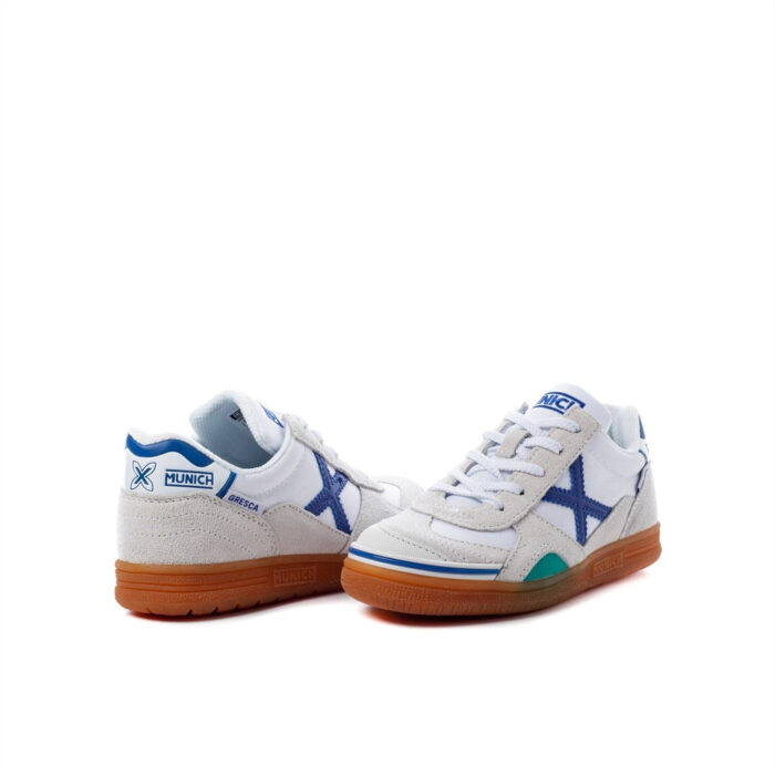 Munich Gresca Junior Indoor Football Boots – White/Blue – view 4