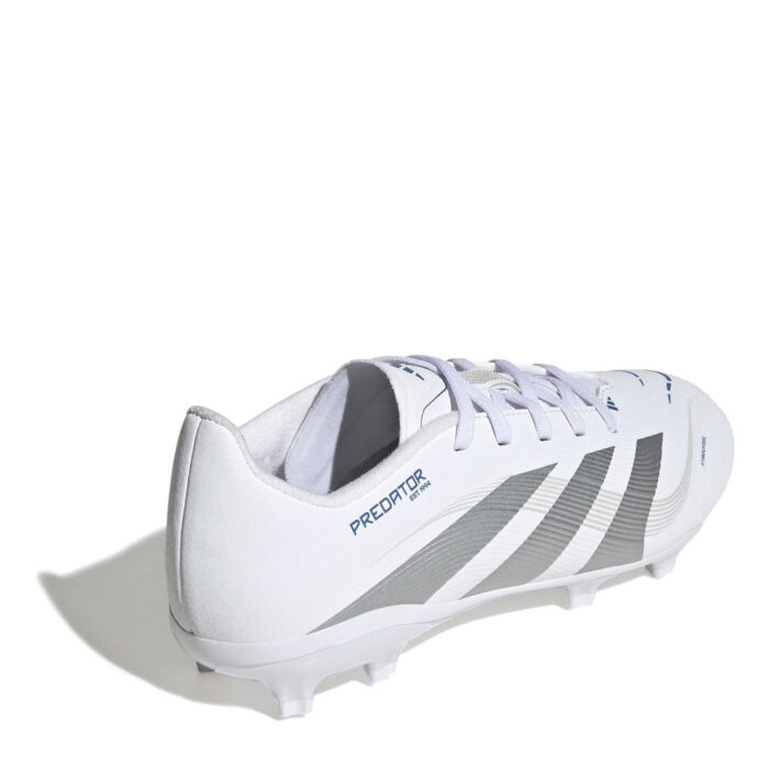 adidas Predator Junior Firm Ground Football Boots – White/Silver – view 4