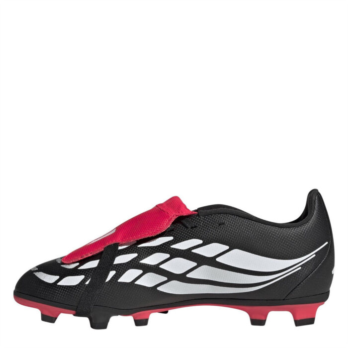 adidas Predator Fold Over Tongue Junior Firm Ground Football Boots – Black/Red – view 2
