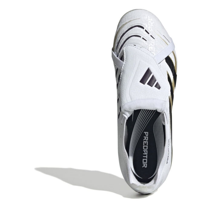 adidas Predator Junior Firm Ground Football Boots – White/Blk/Gold – view 5