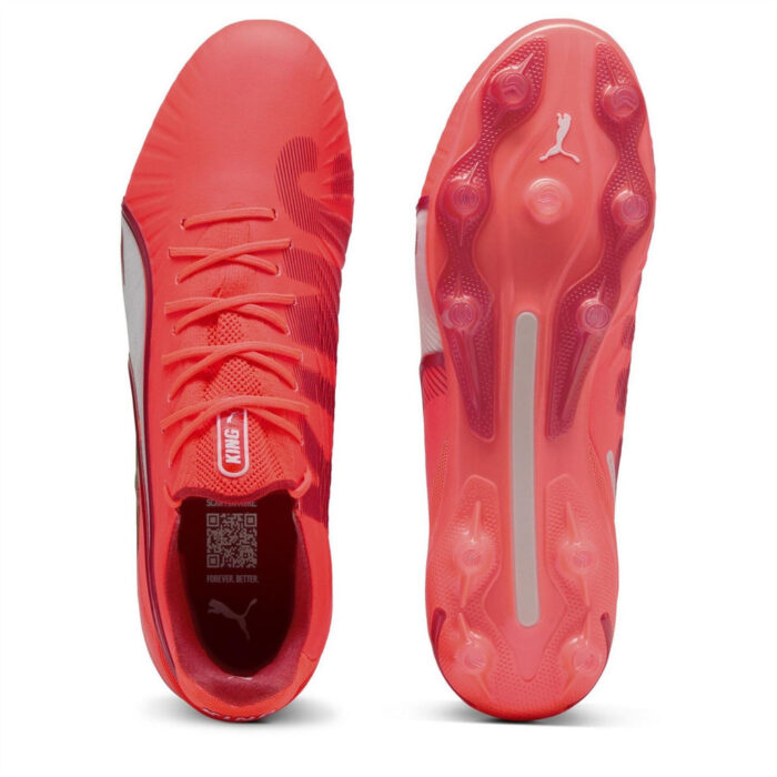 Puma King Firm Ground Football Boots – Red/White – view 3