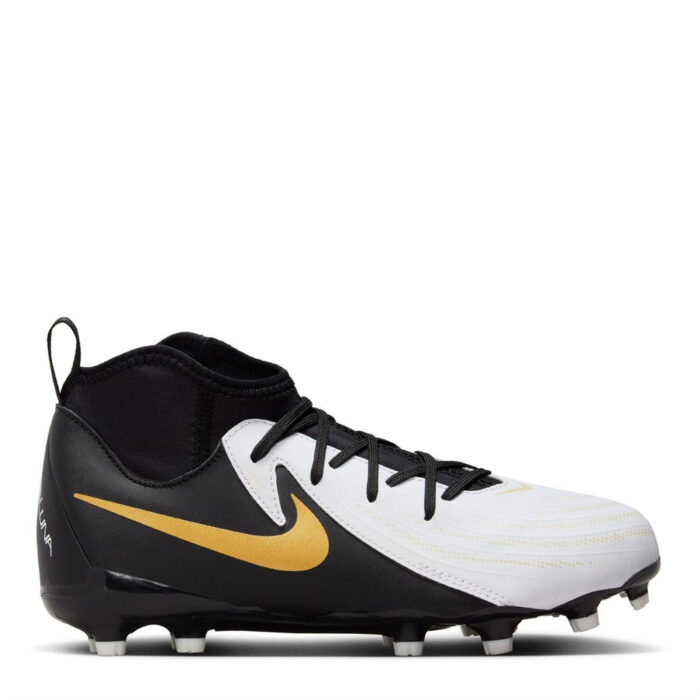 Nike Phantom Luna Ii Junior Firm Ground Football Boots – White/Blk/Gold – view 7