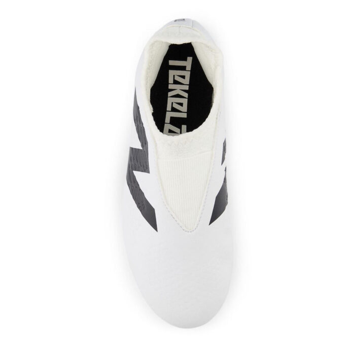 New Balance Tekela V4+ Magique Junior Firm Ground Football Boots – White/Black – view 3