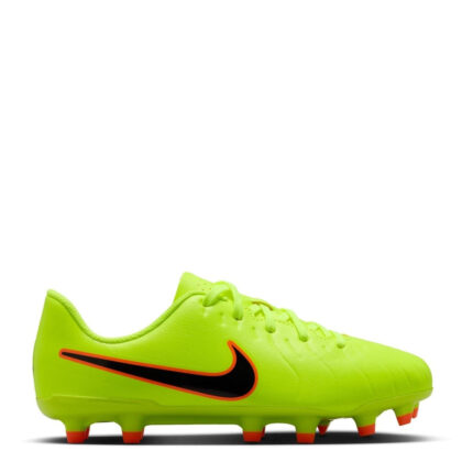Nike Tiempo Legend 10 Junior Firm Ground Football Boots – Volt/Crimson