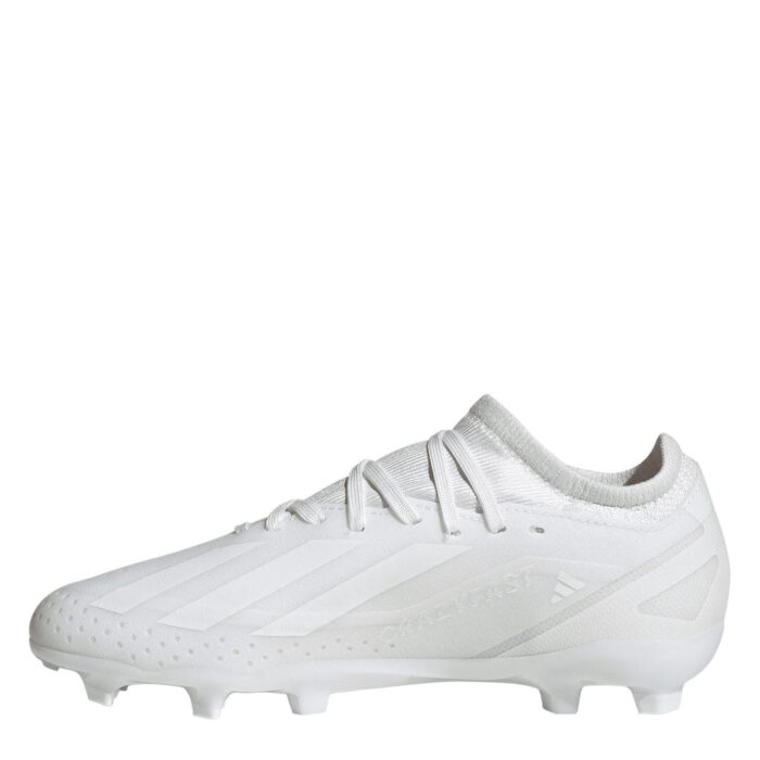 adidas X Crazyfast Junior Firm Ground Football Boots – White/White – view 2