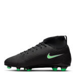 Nike Junior Firm Ground Football Boots – Black/Green – view 2