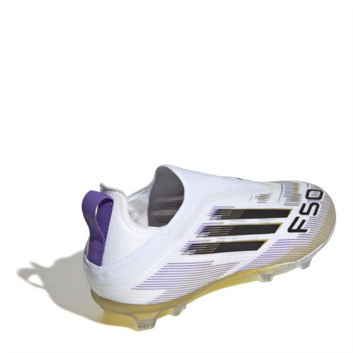 adidas F50 Laceless Junior Firm Ground Football Boots – White/Blk/Gold – view 4
