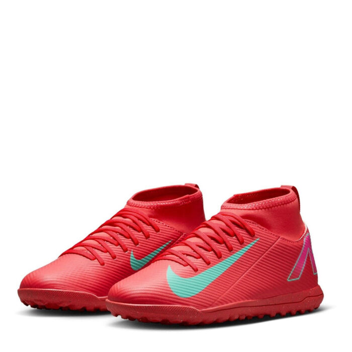Nike Mercurial Superfly 10 Junior Turf Football Boots – Red/Green – view 4