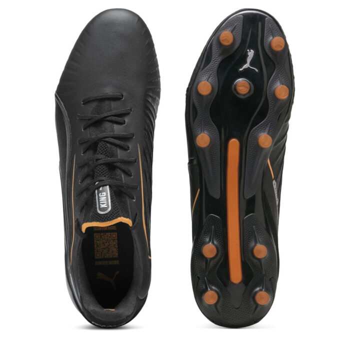Puma King Firm Ground Football Boots – Black/Silver - Image 3