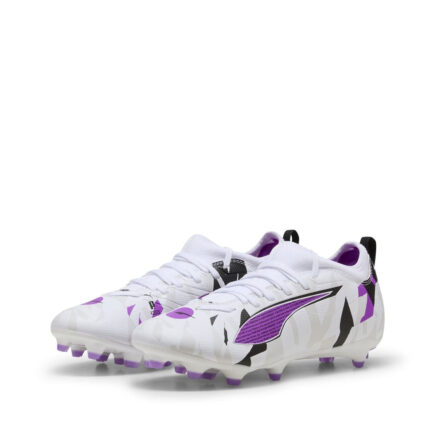 Puma Ultra Junior Firm Ground Football Boots – White/Purple