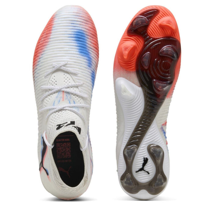 Puma Future 8 Firm Ground Football Boots – White/Black/Red – view 3