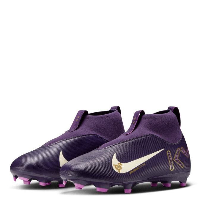 Nike Zoom Mercurial Superfly 10 Junior Firm Ground Football Boots – Purple/Ivory – view 4