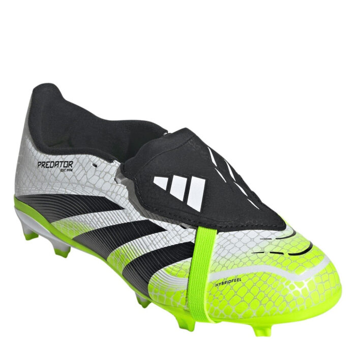 adidas Predator Junior Firm Ground Football Boots – White/Blk/Lemon – view 3