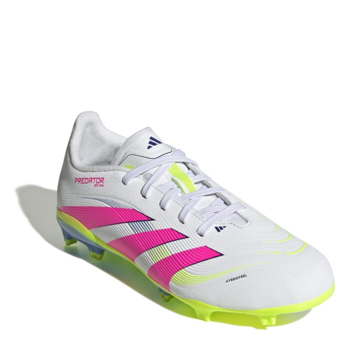 adidas Predator Junior Firm Ground Football Boots – White/Pink – view 3