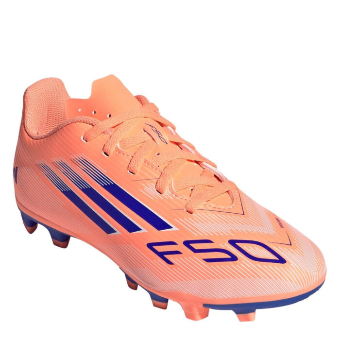 adidas F50 Messi Junior Firm Ground Football Boots – Orange/Blue – view 3