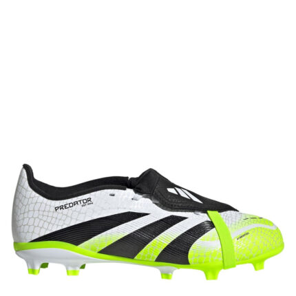 adidas Predator Junior Firm Ground Football Boots – White/Blk/Lemon
