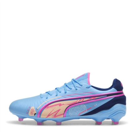 Puma King Firm Ground Football Boots – Blue/Pink – view 2