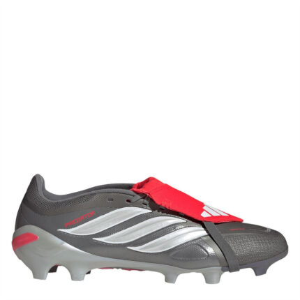 adidas Mens Predator Fold Over Tongue Firm Ground Football Boots – Grey/Red