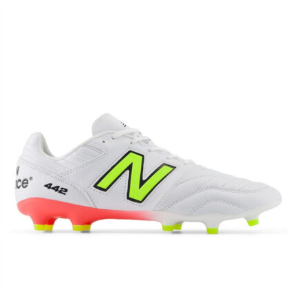 New Balance 442 V2 Firm Ground Football Boots – White/Volt