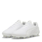 Puma King Firm Ground Football Boots – White/White