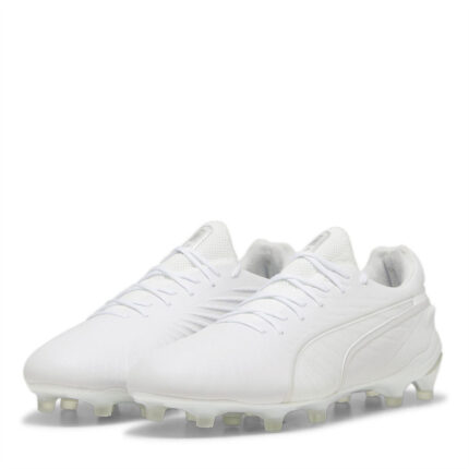 Puma King Firm Ground Football Boots – White/White
