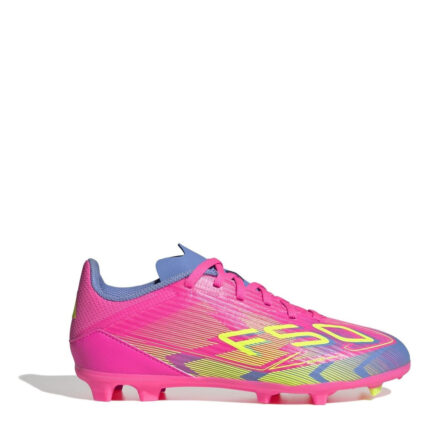 adidas F50 Junior Firm Ground Football Boots – Pink/Yellow