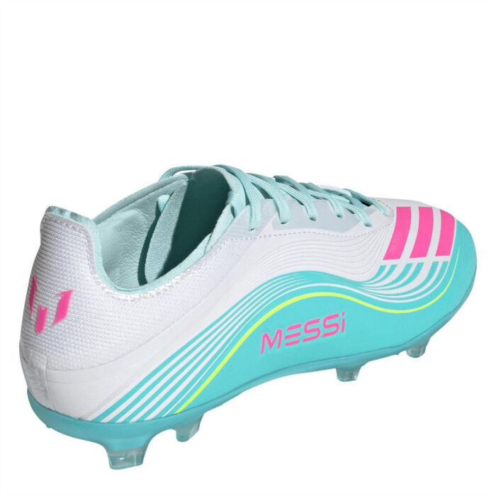 adidas F50 Junior Firm Ground Football Boots – Wht/Pink/Blue - Image 4