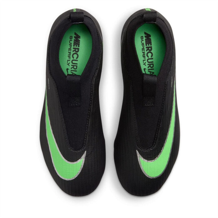 Nike Junior Firm Ground Football Boots – Black/Green – view 6