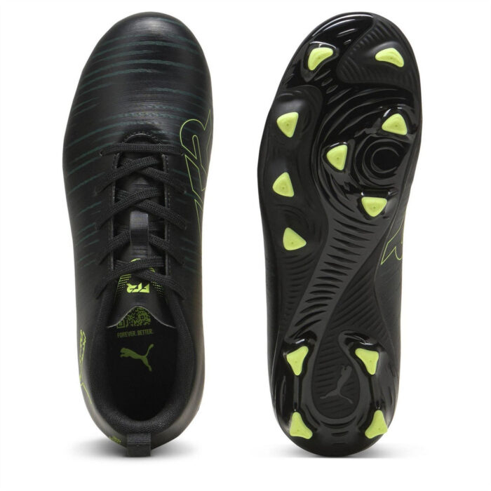 Puma Junior Firm Ground Football Boots – Blk-FL-GrnTrrn – view 3