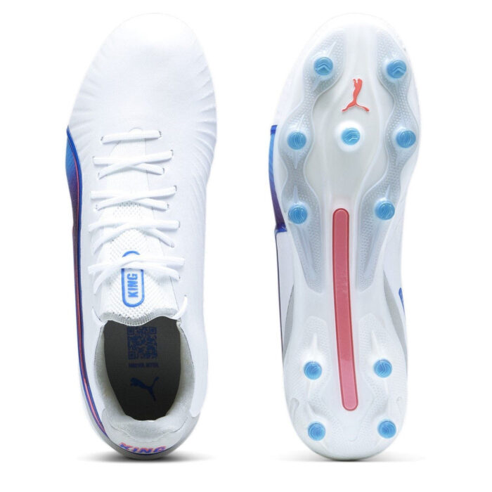 Puma Womens King Firm Ground Football Boots – White/Blue/Grey – view 3