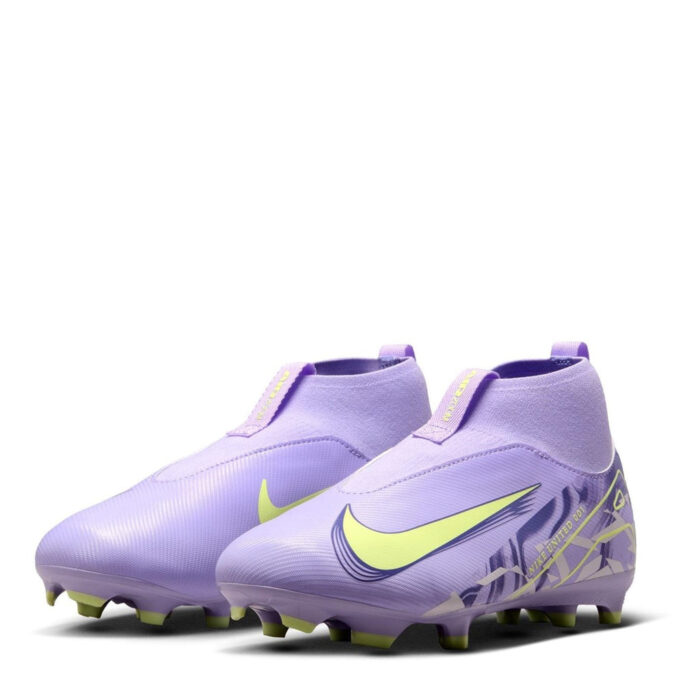 Nike Zoom Mercurial Superfly 10 Junior Firm Ground Football Boots – Purple/Volt – view 4