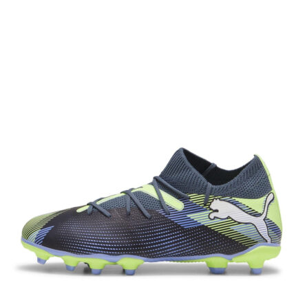 Puma Future 7 Junior Firm Ground Football Boots – Grey/White/Grn – view 2